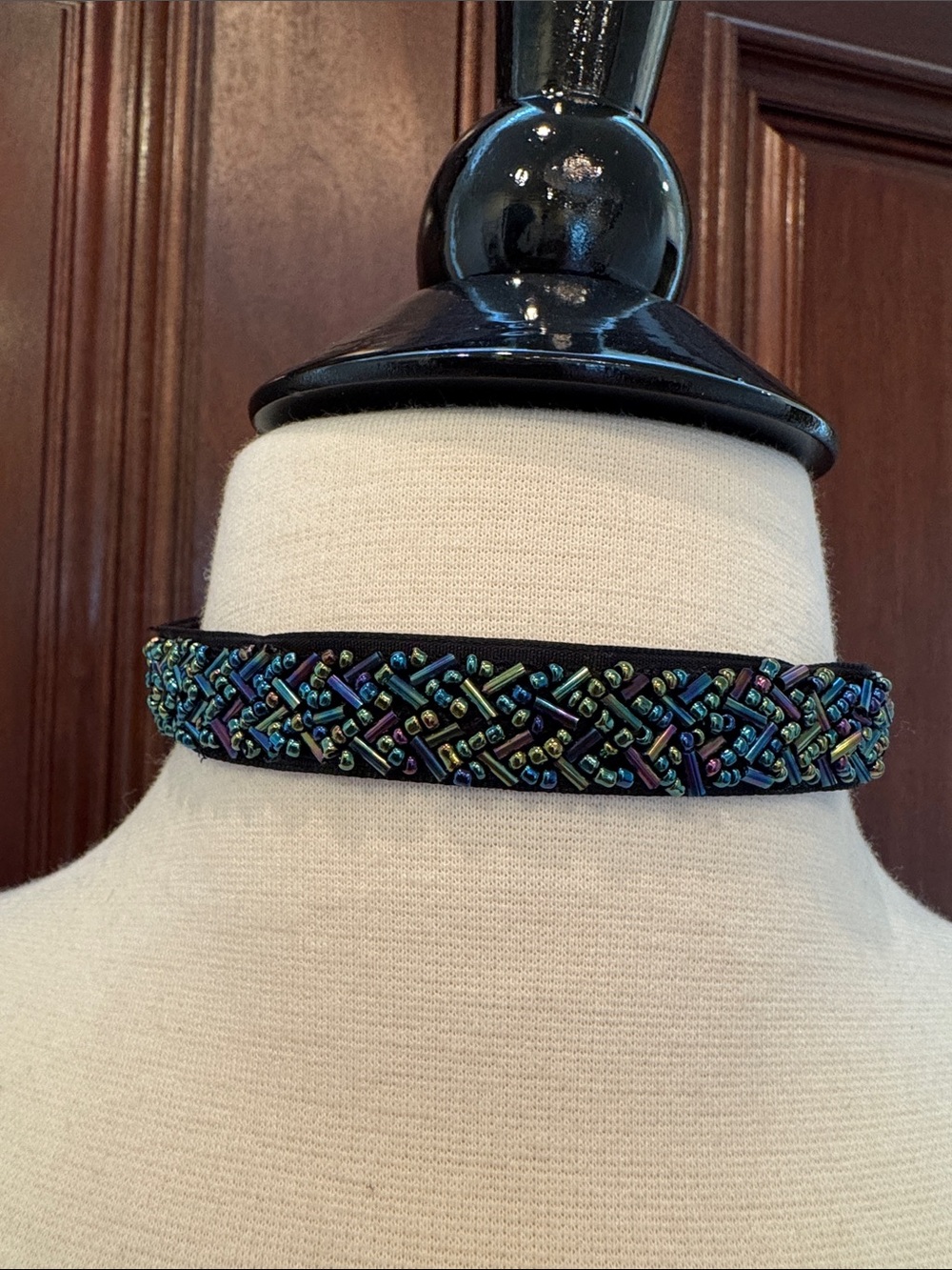 Amrita Singh Black Choker with Iridescent Multicolor Beads